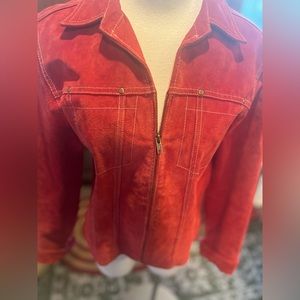 Beautiful genuine leather / suede raspberry color jacket. Never worn.
